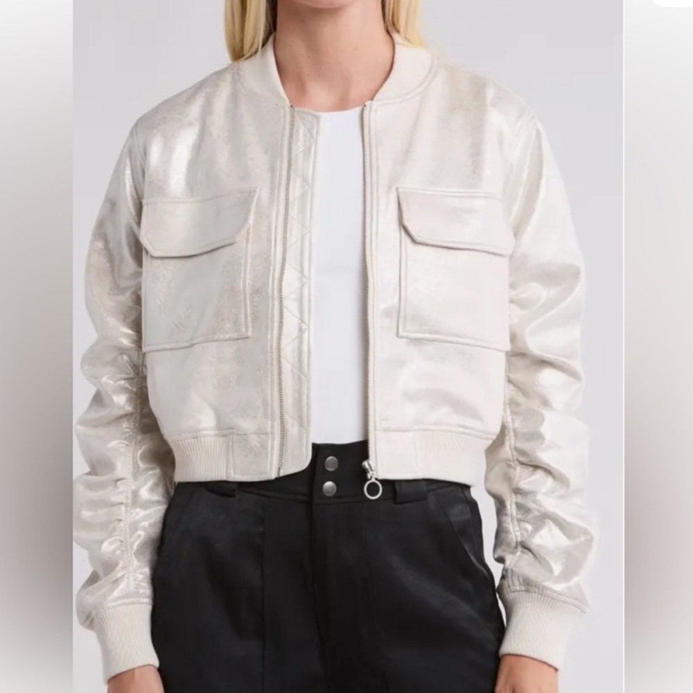 Robert Rodriguez Shimmering Silver Bomber Jacket